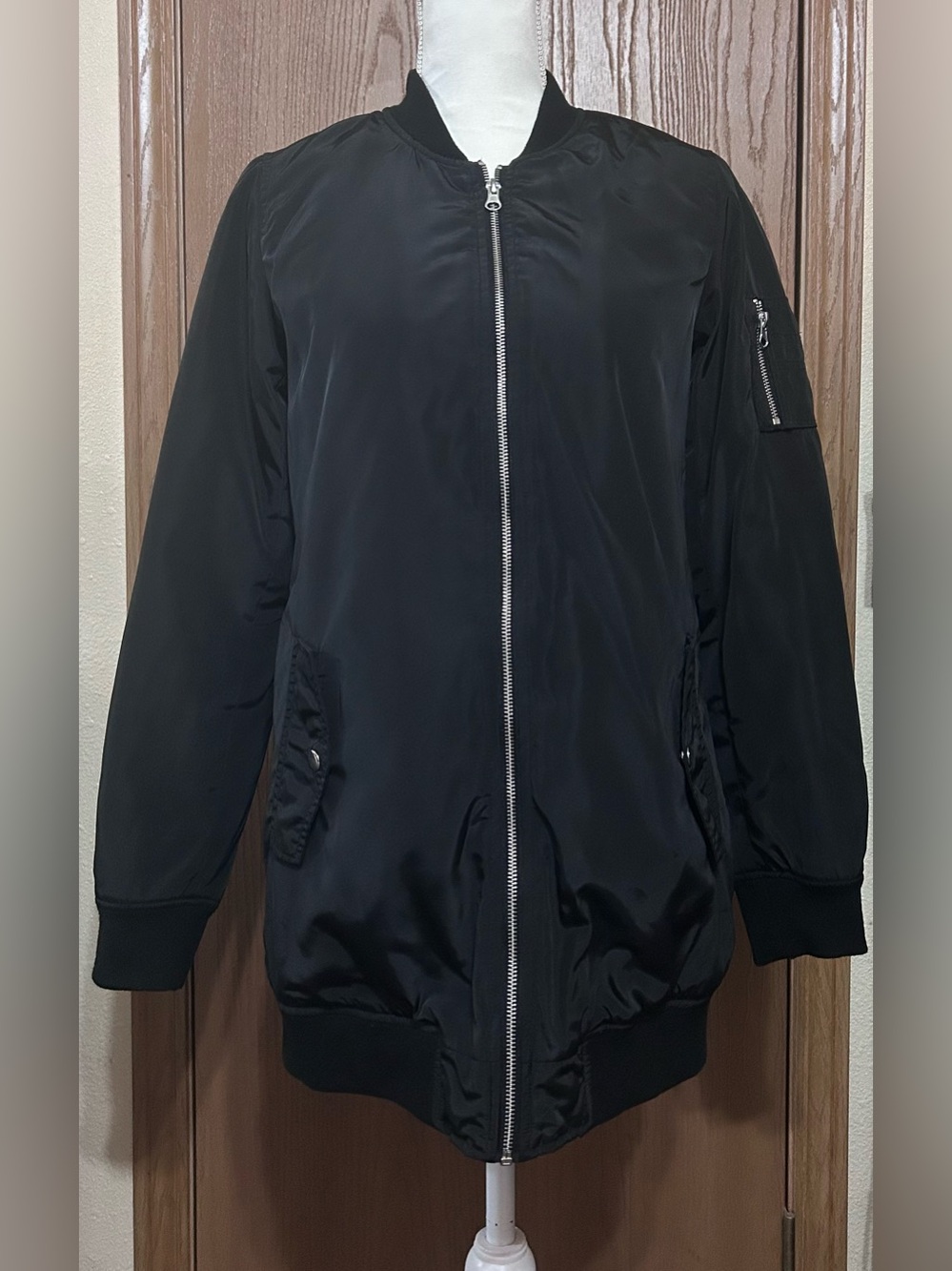 Maurice’s Black Longline Bomber Jacket
